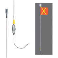 Tiges de s&eacute;curit&eacute; tout-temps de s&eacute;rie lourde avec lumi&egrave;re DEL constante Safety Whip, Fixation Ressort, Hauteur 10', Orange avec X r&eacute;fl&eacute;chissant Distribution Industrielle GC