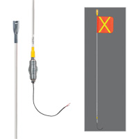Tiges de s&eacute;curit&eacute; tout-temps de s&eacute;rie lourde avec lumi&egrave;re DEL constante Safety Whip, Fixation Ressort, Hauteur 12', Orange avec X r&eacute;fl&eacute;chissant Distribution Industrielle GC