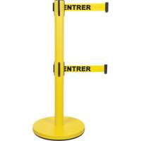 Barri&egrave;re pour le contr&ocirc;le des foules &agrave; courroie double, Acier, 35" h, Ruban Jaune, Longueur du ruban 7' Distribution Industrielle GC