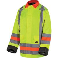 6040 Veste de contr&ocirc;le de la circulation pour l'hiver qu&eacute;b&eacute;cois, Polyester, Jaune lime haute visibilit&eacute;, T-petit Distribution Industrielle GC