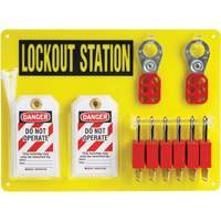 Tableau de cadenassage et &eacute;tiquetage avec cadenas de s&eacute;curit&eacute; en nylon utilisant des cl&eacute;s identiques, Cadenas Plastique, Capacit&eacute; de 6, Cadenas Compris Distribution Industrielle GC