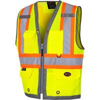 6673 Veste d'arpenteur au dos en maille avec fermeture &agrave; glissi&egrave;re, Jaune lime haute visibilit&eacute;, Petit, Polyester Distribution Industrielle GC