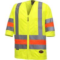 6019 Chandail de circulation &agrave; manches courtes  Qu&eacute;bec, Polyester, T-petit, Jaune lime haute visibilit&eacute; Distribution Industrielle GC