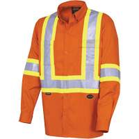 4441 Chemise de s&eacute;curit&eacute; &agrave; manches longues ultra respirante, Coton, Petit, Orange haute visibilit&eacute; Distribution Industrielle GC
