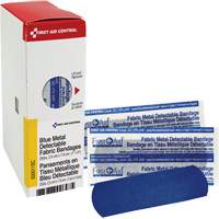 Pansements bleus d&eacute;tectables par d&eacute;tecteurs de m&eacute;taux, Rectangulaire/carr&eacute;e, 1", Tissu d&eacute;tectable, St&eacute;rile Distribution Industrielle GC