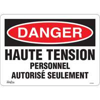 Enseigne  Haute tension , 10" x 14", Vinyle, Français Distribution Industrielle GC