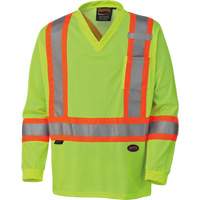 6985 Chandail de s&eacute;curit&eacute; &agrave; manches longues pour circulation en micromaille, Petit, Jaune lime haute visibilit&eacute; Distribution Industrielle GC