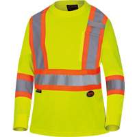 6969 Chandail de s&eacute;curit&eacute; &agrave; manches longues en il-de-perdrix pour femme, Polyester, T-petit, Jaune lime haute visibilit&eacute; Distribution Industrielle GC