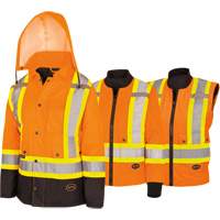 5020BBW Manteau 7 en 1 imperm&eacute;able pour femmes avec capuchon, Polyester/Polyur&eacute;thane, Orange haute visibilit&eacute;, T-petit Distribution Industrielle GC