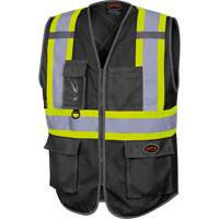 6959BK Veste de s&eacute;curit&eacute; haute visibilit&eacute; en tricot chaîne avec fermeture &agrave; glissi&egrave;re, Noir, T-petit, Polyester Distribution Industrielle GC