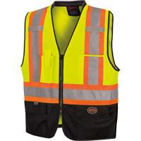 6895 Veste de s&eacute;curit&eacute; haute visibilit&eacute; bicolore avec fermeture &agrave; glissi&egrave;re sur tout le devant, Noir/Jaune lime haute visibilit&eacute;, 2T-Grand/3T-Grand, Polyester Distribution Industrielle GC