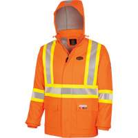 5884 Manteau imperm&eacute;able ignifuge et r&eacute;sistant aux arcs &eacute;lectriques avec capuchon Flash-Gard, Petit, Orange haute visibilit&eacute;, 51 cal/cm² Distribution Industrielle GC