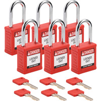 Cadenas de verrouillage Velocity, Rouge, Cl&eacute;s identiques, Nylon, Largeur de 1-1/2" Distribution Industrielle GC