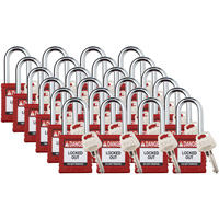 Cadenas de verrouillage Velocity, Rouge, Cl&eacute;s diff&eacute;rentes, Nylon, Largeur de 1-1/2" Distribution Industrielle GC