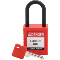 Cadenas de verrouillage de s&eacute;curit&eacute; Velocity, Rouge, Cl&eacute;s diff&eacute;rentes, Nylon, Largeur de 1-1/2" Distribution Industrielle GC