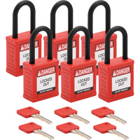Cadenas de verrouillage Velocity, Rouge, Cl&eacute;s identiques, Nylon, Largeur de 1-1/2" Distribution Industrielle GC