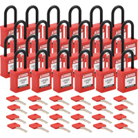 Cadenas de verrouillage Velocity, Rouge, Cl&eacute;s diff&eacute;rentes, Nylon, Largeur de 1-1/2" Distribution Industrielle GC