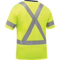 Chemise &agrave; manches courtes et X au dos Bisley, Poly-coton, Petit, Jaune lime haute visibilit&eacute; Distribution Industrielle GC