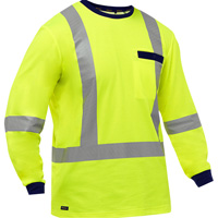 Chemise &agrave; manches longues et X au dos Bisley, Poly-coton, Petit, Jaune lime haute visibilit&eacute; Distribution Industrielle GC