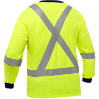 Chemise &agrave; manches longues et X au dos Bisley, Poly-coton, Petit, Jaune lime haute visibilit&eacute; Distribution Industrielle GC