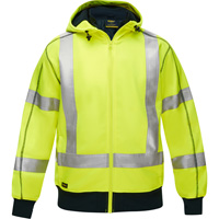 Coton ouat&eacute; doubl&eacute; de sherpa avec capuchon &agrave; fermeture &eacute;clair compl&egrave;te et X au dos Bisley, Petit, Jaune lime haute visibilit&eacute; Distribution Industrielle GC