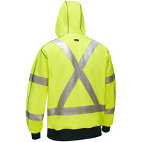 Coton ouat&eacute; doubl&eacute; de sherpa avec capuchon &agrave; fermeture &eacute;clair compl&egrave;te et X au dos Bisley, Petit, Jaune lime haute visibilit&eacute; Distribution Industrielle GC