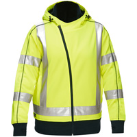 Coton ouat&eacute; doubl&eacute; de sherpa avec capuchon &agrave; fermeture &eacute;clair compl&egrave;te et X au dos Bisley pour femmes, Petit, Jaune lime haute visibilit&eacute; Distribution Industrielle GC
