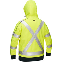 Coton ouat&eacute; doubl&eacute; de sherpa avec capuchon &agrave; fermeture &eacute;clair compl&egrave;te et X au dos Bisley pour femmes, Petit, Jaune lime haute visibilit&eacute; Distribution Industrielle GC