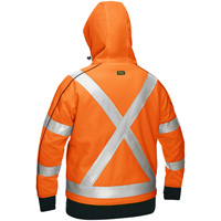 Coton ouat&eacute; doubl&eacute; de sherpa avec capuchon &agrave; fermeture &eacute;clair compl&egrave;te et X au dos Bisley pour femmes, Petit, Orange haute visibilit&eacute; Distribution Industrielle GC