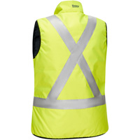 Veste bouffante, enveloppante et r&eacute;versible avec X au dos Bisley pour femmes, Jaune lime haute visibilit&eacute;, Petit, Polyester Distribution Industrielle GC