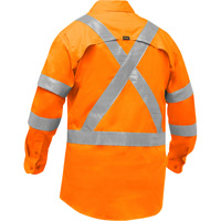 Chemise de travail &agrave; manches longues et X au dos Bisley avec X-Airflow, Poly-coton, Petit, Orange haute visibilit&eacute; Distribution Industrielle GC