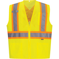 Veste de s&eacute;curit&eacute; &agrave; bandes contrastantes, Jaune lime haute visibilit&eacute;, Petit, Polyester Distribution Industrielle GC