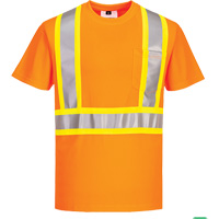 T-shirt de s&eacute;curit&eacute; &agrave; bandes contrastantes, Polyester, Petit, Orange haute visibilit&eacute; Distribution Industrielle GC