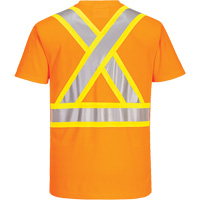 T-shirt de s&eacute;curit&eacute; &agrave; bandes contrastantes, Polyester, Petit, Orange haute visibilit&eacute; Distribution Industrielle GC