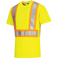 T-shirt de s&eacute;curit&eacute; &agrave; bandes contrastantes, Polyester, Petit, Jaune lime haute visibilit&eacute; Distribution Industrielle GC