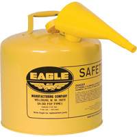 Safety Can for Diesel with Funnel, Type I, Galvanized Steel, 5 US gal., Yellow, FM Approved/UL/ULC Listed Distribution Industrielle GC