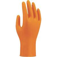 Gants jetables haute visibilit&eacute; 709HVO, 7/Petit, Nitrile, 8 mils, Sans poudre, Orange Distribution Industrielle GC