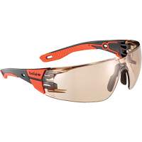 Lunettes de s&eacute;curit&eacute; RUSH+ 2.0 avec monture noire et rouge, M/G, Lentille Cuivre, Antibu&eacute;e/Anti-&eacute;gratignures, ANSI Z87+ Distribution Industrielle GC