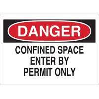 "DANGER Confined Space Enter By Permit Only" Sign, 10" x 14", Polystyrene, English Distribution Industrielle GC