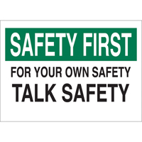 Enseigne  Talk Safety , 10" x 14", Aluminium, Anglais Distribution Industrielle GC