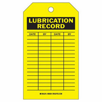 &eacute;tiquettes registres de lubrifications, Polyester, 4" la x 7" h, Anglais Distribution Industrielle GC