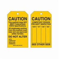 &eacute;tiquettes de s&eacute;curit&eacute; pour les &eacute;chafaudages, Polyester, 4" la x 7" h, Anglais Distribution Industrielle GC