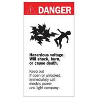 Enseigne Danger Hazardous Voltage, 8" x 4-1/2", Acrylique, Anglais avec pictogramme Distribution Industrielle GC