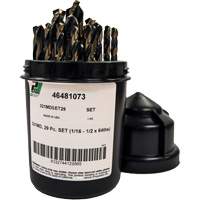 Mechanics Length Jobber Drill 135° - 1/16" to 1/2" by 1/64", 29 Pieces, High Speed Steel Distribution Industrielle GC