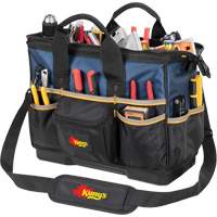 Sac &agrave; outils fourre-tout Big-Mouth &agrave; base moul&eacute;e, Polyester balistique, 23 pochettes, Noir/Bleu Distribution Industrielle GC