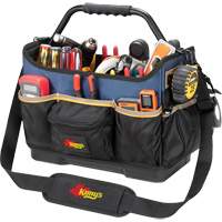 Boîte &agrave; outils ouverte &agrave; base moul&eacute;e, Polyester balistique, 17 pochettes, Noir/Bleu Distribution Industrielle GC