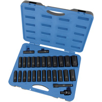 Jeu de douilles SAE/m&eacute;triques PS2712DC, 27 Mcx, Chocs, Prise de 1/2", Profond Distribution Industrielle GC