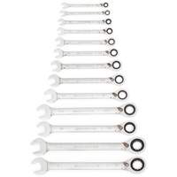 Jeu de cl&eacute;s &agrave; cliquets r&eacute;versibles SAE &agrave; 12 pans et 72 dents, Combinaison, 13 morceaux, Imp&eacute;rial Distribution Industrielle GC