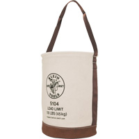 Seau avec fond en cuir, 17" h, Toile, Beige Distribution Industrielle GC