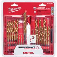 Jeu de forets m&eacute;triques Shockwave Red Helix, 25 morceaux, Titane Distribution Industrielle GC